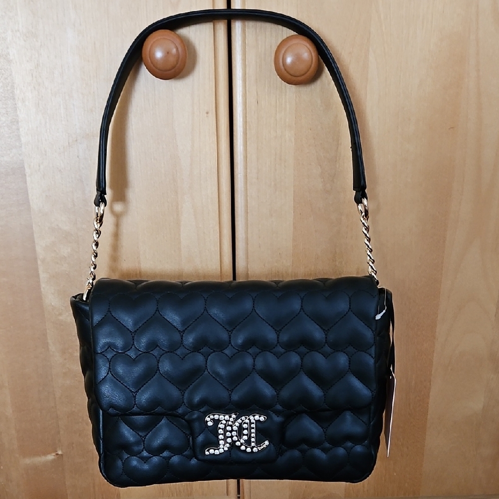 Juicy Couture Black Quilted Shoulder Bag with Chain Detail
